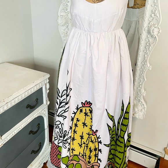 HUGE SALE New York Couture Cactus Print Western Cottagecore Maxi Garden Dress - Picture 4 of 5